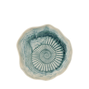Plato Plano Abstracto Verde Mar de 24 cm con Diseño de Caracol, Plato Decorativo - Product Image 1