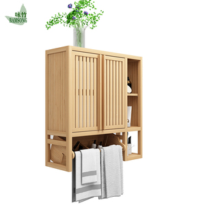Gabinete <span class=keywords><strong>de</strong></span> Almacenamiento <span class=keywords><strong>de</strong></span> Bambú <span class=keywords><strong>para</strong></span> Montar en la Pared con Toallero, Gabinete <span class=keywords><strong>de</strong></span> <span class=keywords><strong>Baño</strong></span> con Puerta <span class=keywords><strong>de</strong></span> Listones Transpirables <span class=keywords><strong>para</strong></span> el Hogar - Product Image 1