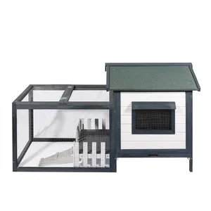 2 cấp độ guinea lợn lồng ngoài trời lớn thỏ hutch cho vật nuôi thỏ nhà gỗ