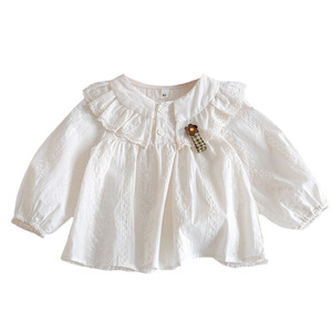 Camisa con Estampado Tie-Dye Versátil para Niñas, Blusa con Cuello <span class=keywords><strong>de</strong></span> Muñeca <span class=keywords><strong>de</strong></span> Encaje, Nueva Colección <span class=keywords><strong>de</strong></span> Otoño, Top Dulce y Elegante para Bebés - Product Image 5