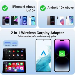 <b>Wireless</b> CarPlay <b>Adapter</b> Bluetooth For Apple Android Smart Car Connectivity Black Tk 001 - Product Image 5