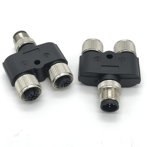 Leaka IP67 impermeável um macho dois fêmea Y forma m12 4pin 5pin m12 y divisor - Product Image 4