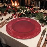 Assiette de présentation en PP de 13 pouces, motif végétal peint à la main, pour décoration de table à domicile et de mariage, achat en gros
