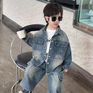 Set di <span class=keywords><strong>Abbigliamento</strong></span> Casual per Bambini in Stile Occidentale, Completo Due Pezzi con Maniche Lunghe in Denim per Ragazzi - Product Image 5