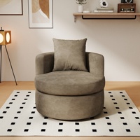 Fauteuil d'appoint rond pivotant à 360° VOXHOME pour salon, en lin, pour appartement ou chambre à coucher