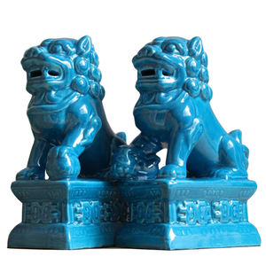 Ensemble de figurines de chiens-lions gardiens en <span class=keywords><strong>porcelaine</strong></span> émaillée, faites à la main, pour la décoration intérieure et la collection Feng Shui - Product Image 5