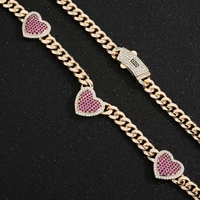 Ensemble de bijoux en laiton plaqué or 14K avec zircon, comprenant collier chaîne cubaine, bracelet, boucles d'oreilles et bagues pour femme