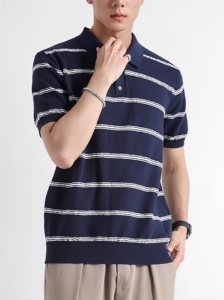 Camisa de Golf Ligera Informal, Polo de Punto, Camiseta de Punto a Rayas para Hombre, Fabricante de Suéteres de Punto, Mangas Cortas - Product Image 5