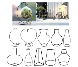 Metal Hanging Ornament Glass Hooks Display Stand Flower Vase Holder Potted Plant Garden Holder