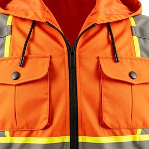 Hi Vis Bomber <b>Jacket</b> Waterproof Polyester Oxford Reflective Winter Safety Coat for <b>Construction</b> <b>Work</b> - Product Image 3