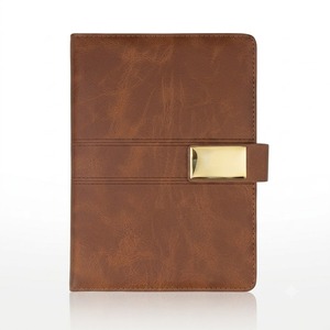 Aurelux Premium PU Leather A5 Case Bound Notebook <b>Diary</b> Magnetic Metal <b>Lock</b> Executive Journal Office Planner Business Organizer - Product Image 3