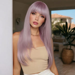 2025 nuova parrucca sintetica riccia e dritta lunga 24 pollici rosa viola colore SM8022 - Product Image 4