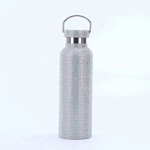 Glam Stainless Steel Vacuum Water <b>Bottle</b> With Glitter Finish Pink Gold Silver Travel Flask 24H Insulation - Product Image 5
