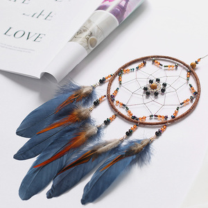 Cadeau créatif <span class=keywords><strong>D</strong></span>écoration de la maison Artisanat Chambre <span class=keywords><strong>d</strong></span>'enfant Bleu Fait main <span class=keywords><strong>Indien</strong></span> Attrape-rêves <span class=keywords><strong>Plume</strong></span> - Product Image 2