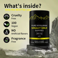 Résine de Shilajit Pur, Gommes de Shilajit Pur de l'Himalaya, Vegan Gold 3000 mg, Haute Puissance, Oligo-éléments, Gomme de Shilajit Pure