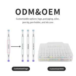 KHY ujung kuas akrilik 48 warna, spidol permanen warna ganda batu 48 warna tahan air Tips halus untuk melukis kaca - Product Image 5
