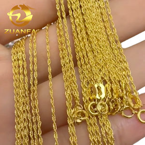 Trendy AU750 18k <b>Solid</b> Gold Classic Wedding Rope Chain Necklace 1.6mm/1.8mm/2.5mm Link Chain - Product Image 3