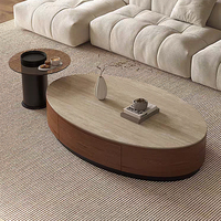 Table basse ovale en dalle de pierre de style Wabi-sabi du milieu du siècle, inspirée de l'Italie, luxe léger, minimaliste et vintage pour salon