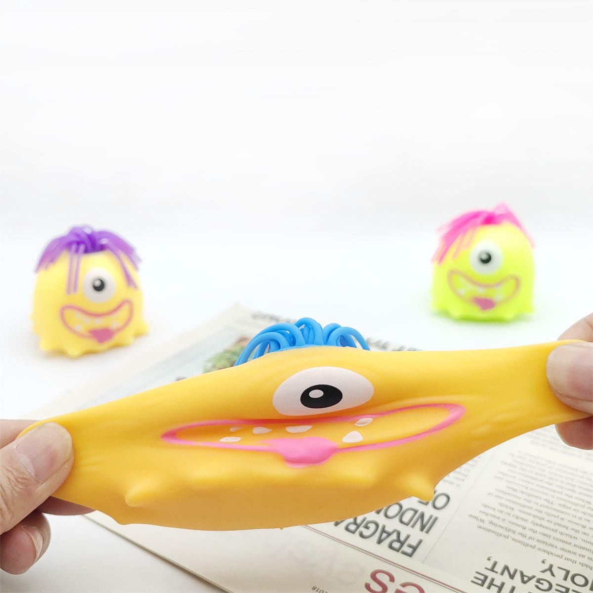 2026 Stretchable Hair One-Eyed Monster Squishy Toy Stress Relief Squeeze Venting Novelty Gift for Kids Adults Desktop Decor