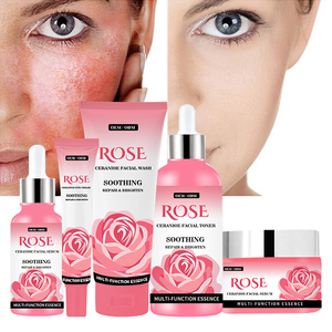 Etiqueta privada Natrual Rose Facial Skin Care Set Ceramide Smoothing Face Brightening Hidratante Calmar Repair Skin Care Set - Product Image 1
