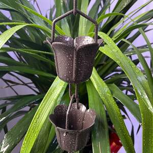 Lien traditionnel Lotus chaîne de pluie noir extérieur jardin anneau chaînes de pluie métal jardin ornement pluie chaîne <span class=keywords><strong>gouttière</strong></span> - Product Image 4