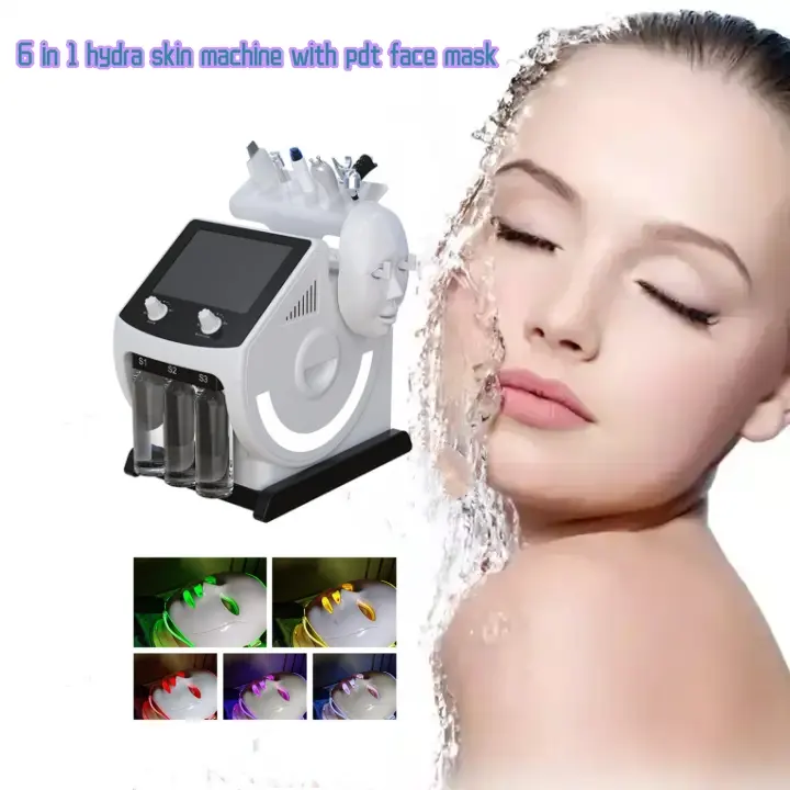 Hydra 6 In 1 Huidverzorging Schoonheidsmachine Rf Lifting 7 Kleuren Gezichtsmasker Therapie Huid Scrubber Microdermabrasie Hydro Beauty Machine