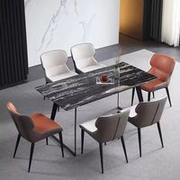 Chaise de salle à manger en cuir style Business Casual, structure simple et robuste, chaise confortable à haute capacité de charge pour bureau commercial, maison, bureau à domicile