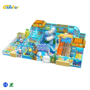 Balançoire ensembles balle aire de jeux vilain château commercial naughti château en plastique intérieur enfants doux aire de jeux intérieure