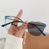 Nuevas Gafas de Metal con Marco de Ojo de Gato, Gafas de Moda que Cambian de Color, Fotocromáticas, Anti Luz Azul, Monturas Ópticas