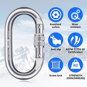 Fabrika toptan kaya tırmanma ve mağara keşfetmek hava iş ana kilitleri yaylı kancalar 25kn Ultra hafif kilitleme karabina - Product Image 4