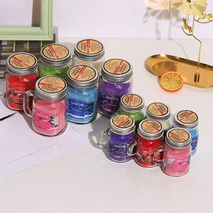 Bougie parfumée en pot Mason avec couvercle métallique, cire de soja naturelle, sans fumée, aromathérapie, 2 tailles, multi-parfums, décoration intérieure, mariages, bars - Product Image 1