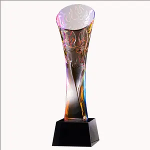 ADL alta qualità colorata colonna a cinque stelle pilastro trofeo di cristallo/stella ottica Twist Column Crystal Award trophy Medal