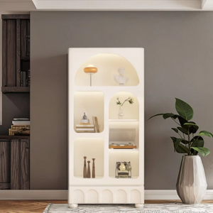 Customized French <strong>Cream</strong> Style <strong>Bookcase</strong> with Luxurious High-End Glass Door - Product Image 6