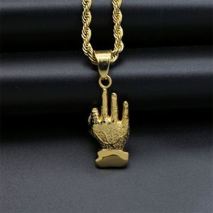 Personalized Hand Gestures Necklaces Stainless Steel Zircon Hand Pendant Necklace - Product Image 4