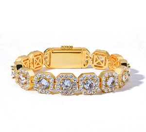 925 Sterling Silver 18K <b>Gold</b> Plated VVS Moissanite Square Baguette Link Bracelet Iced Princess Cut Hip Hop Bling Bezel <b>Set</b> - Product Image 5