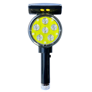 Nueva luz de advertencia de seguridad de tráfico solar de 16 LED con mango LED amarillo instalado en el cono de la carretera - Product Image 1
