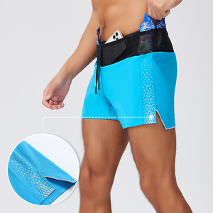 Herren 2 in 1 Laufs horts mit Unterwäsche für Herren Schnellt rocknende Sports Split Shorts Benutzer definiertes Logo Reflective Gym Active Shorts - Product Image 1