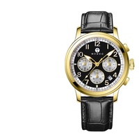 Montres automatiques de luxe pour hommes, en cuir de vachette, avec verre saphir de haute qualité, montres à quartz à trois aiguilles