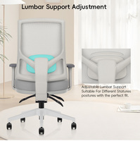 Chaise de bureau ergonomique en maille bleue avec support lombaire pour visiteurs et personnel, dossier mi-haut, du fabricant
