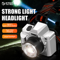 Lampe frontale électrique à zoom avec trois lumières, source de lumière portable avec éclairage latéral et affichage numérique, idéale pour les travaux en extérieur