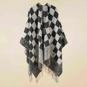 Ponchos de Invierno de Cachemira de Alta Calidad para Mujer 2024, Manta Tipo Chal, Capa Poncho, Poncho con Capucha Abierta por Delante - Product Image 5