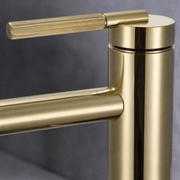 Robinet de salle de bain moderne en céramique avec noyau de valve, à poser sur le plan, pour eau chaude et froide, couleur or
