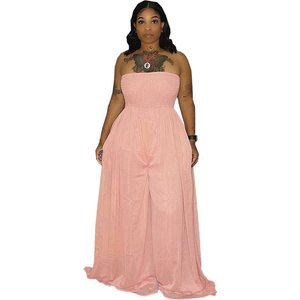 Y304024 Summer New <strong>Lounge</strong> Wear Solid Loose Sleeveless Tube Top Woman Pleated Wide Leg <strong>Jumpsuit</strong> - Product Image 4