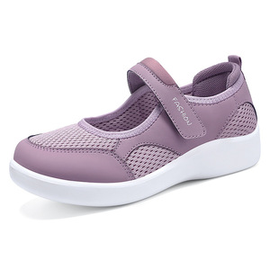 2025 Chaussures de mode coréennes pour femmes, à enfiler, à plateforme compensée, avec embout en acier, légères, respirantes, style pieds nus, pour l'extérieur, Automne Printemps - Product Image 1