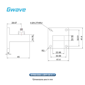 WR-90 để cho ống dẫn sóng góc phải SMA nữ để dỗ dành bộ điều hợp 8.2-12.4Ghz với các bộ phận Viễn Thông mặt bích ubr100 - Product Image 3