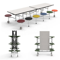 Ensemble de Table et Chaises Pliantes de Jardin 12 Places pour Cantine Scolaire, en Acier
