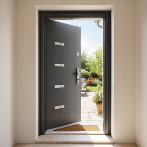 Porte extérieure moderne en acier de haute qualité, robuste, durable, étanche, résistante au vent, à ouverture latérale, pour usage hôtelier, finition extérieure - Product Image 5