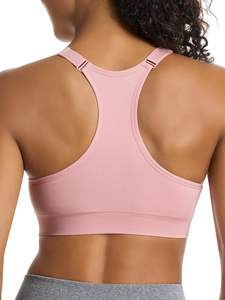Lot de 2 soutiens-gorge de sport pour femme en nylon 100 %, sans coutures, à maintien élevé, avec bretelles croisées, décolleté en U et motif uni - Product Image 3