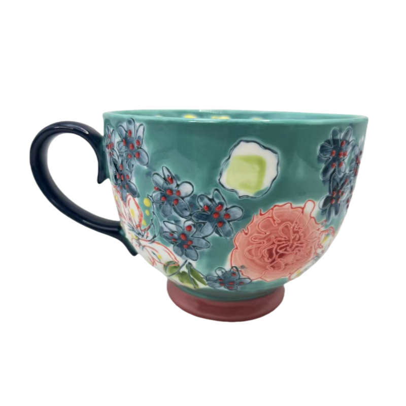 Fleur en relief bleu 60