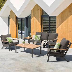 कारखाने लक्जरी एल्यूमीनियम सोफे आउटडोर फर्नीचर 4-व्यक्ति सेशनल पैटियो कॉफी सेट रतन गार्डन सोफा आरामदायक कोने सोफे - Product Image 1